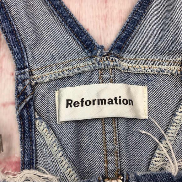 ☮️Reformation BENJI DISTRESSED Denim Overall in Celtic Size 6 - Picture 7 of 16